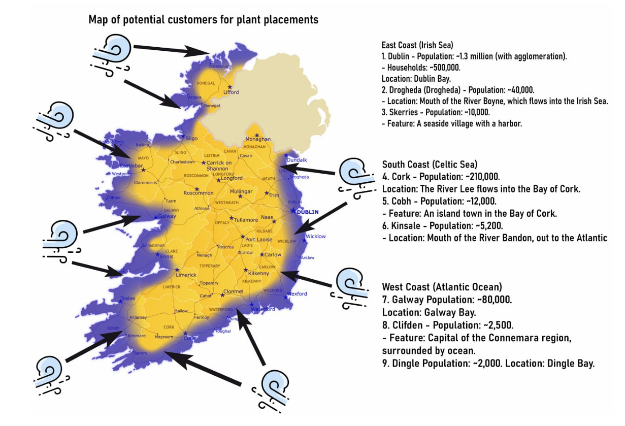 Map of potential customers